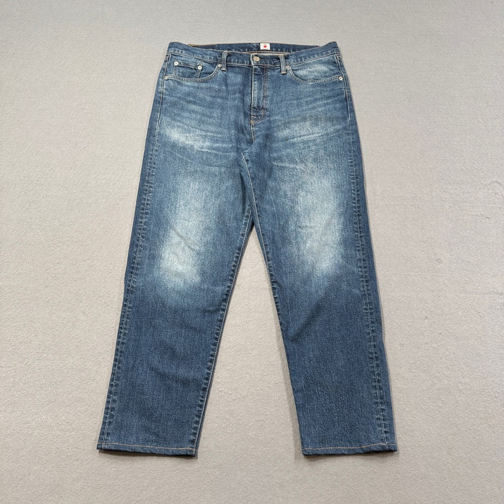 Edwin Jeans Men's 32x26 Blue Denim Medium Wash Loose Fit Tapered Leg Japan Made